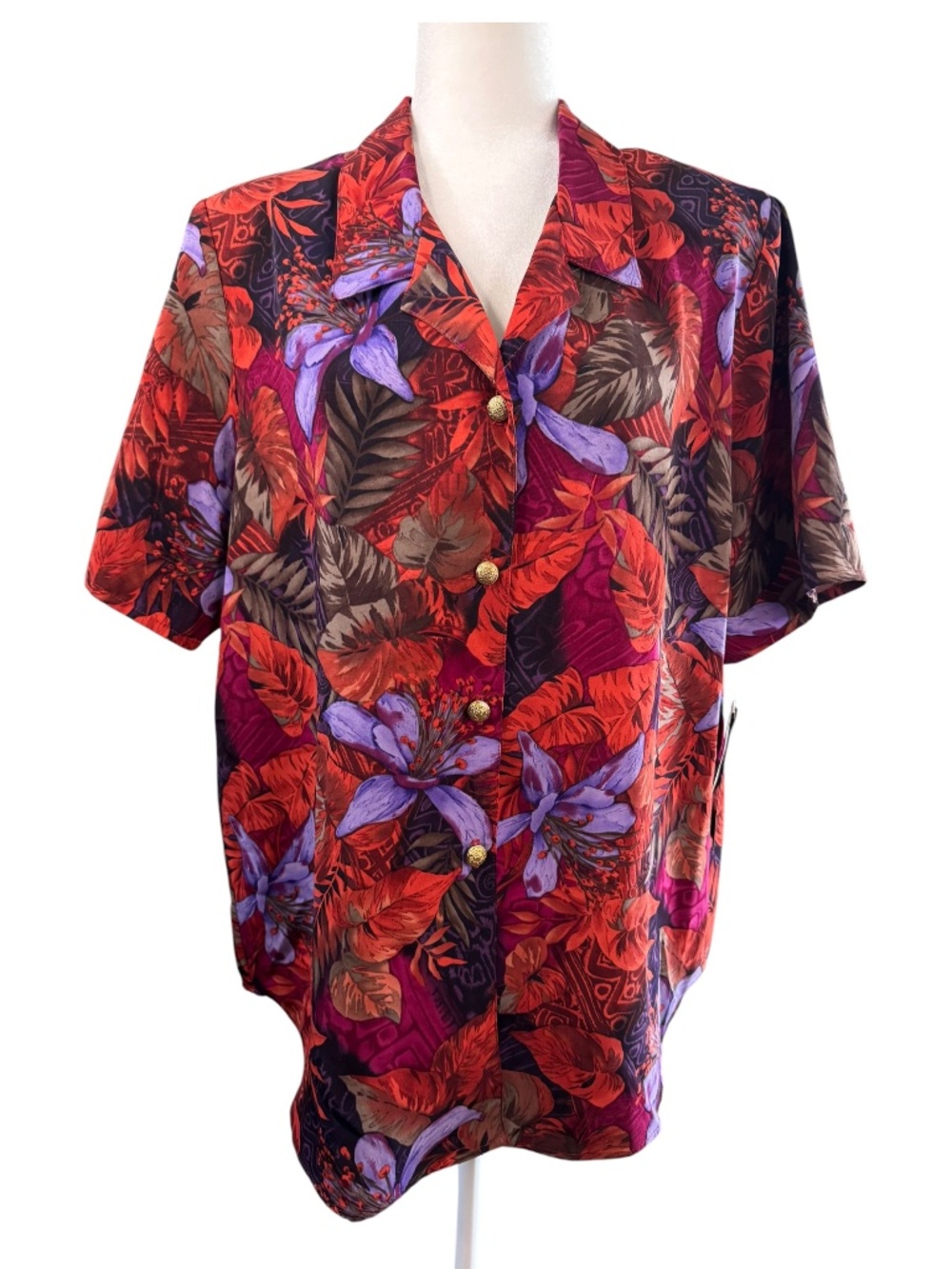 Maggie Sweet Button Down Shirt Size Large Tropical Floral Print